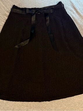 Joe Benbasset Black A-Line Skirt with Satin Ribbon Waist